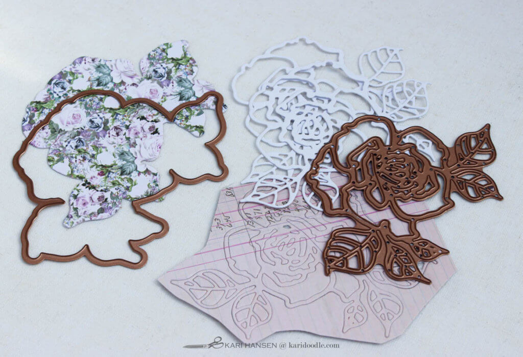 die cut roses die and cut pieces