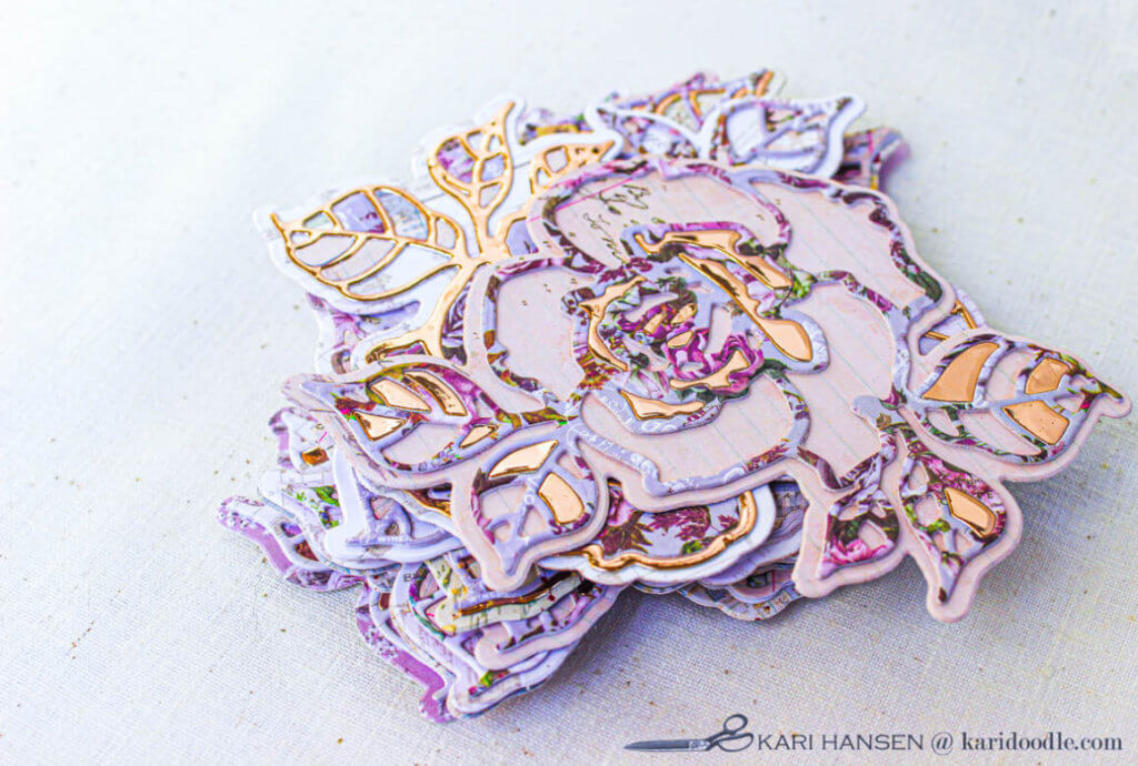 stack of inlaid rose die cuts