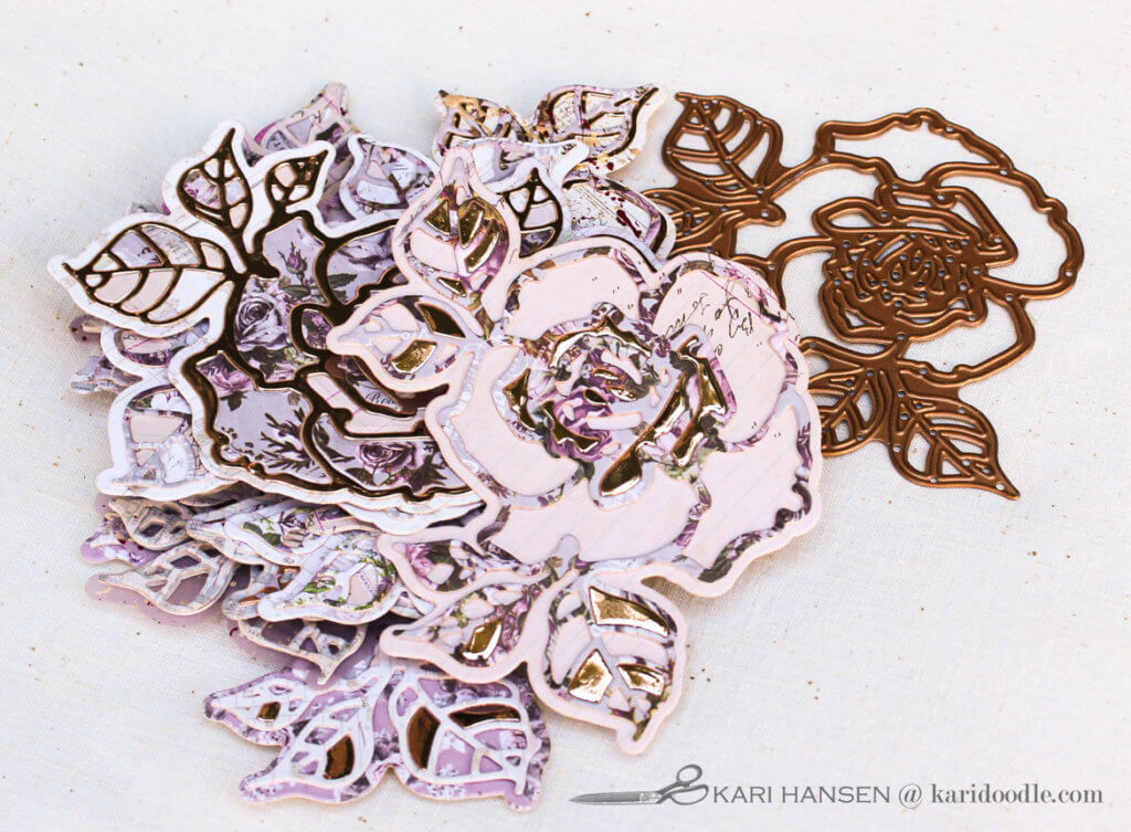 inlaid rose die-cuts and rose die