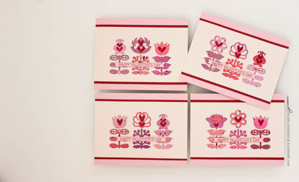 nordic folk blooms valentines cards